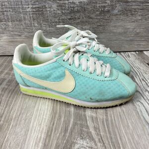 Nike Womens 5 Classic Cortez 644408-317‎ Teal Casual Shoes Sneakers Flaws Stains